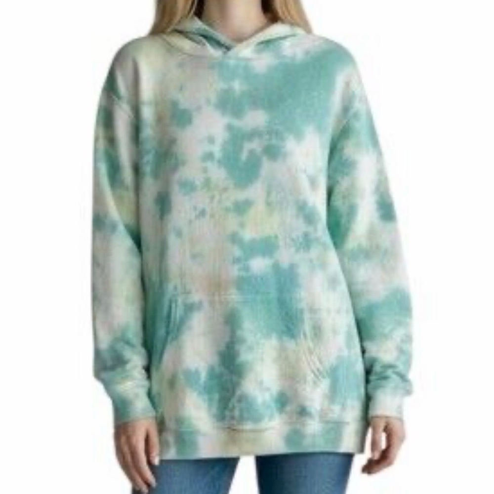 Aerie Mint Green Tie-Dye Pullover Hoodie Sweatshirt Size L